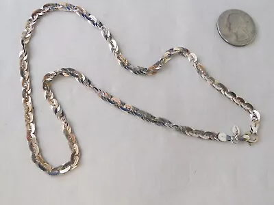 Milor Sterling Silver Flat Link 18  Chain Necklace Italy 8.5 Gms Catches Light • $18.50