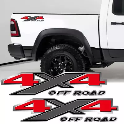 2x Chrome Red 4X4 Off Road Truck Bed Rear Trunk Side Decal Sticker For Dodge Ram • $11.69