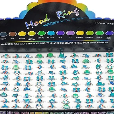 30 Cute Cartoon Animal Mood Ring Adjustable Women Kids Gift Change Color Jewelry • $18.99
