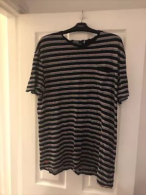 Polo Ralph Lauren Mens Navy Striped T-shirt With Pocket Medium • £5