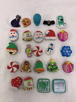 Vintage Lot Of 24 Various Holiday Erasers Christmas Halloween Characters V15 • $4.99