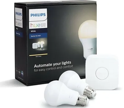 BRAND NEW Philips Hue Starter Kit Warm White A60 E27 2 X LED Bulbs & Bridge • $115