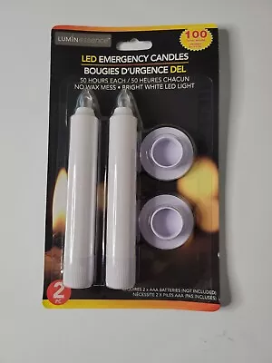 Emergency White LED Candles 5”H X 0.75”D 100 Hours Requires Batteries 2/Pk • $4