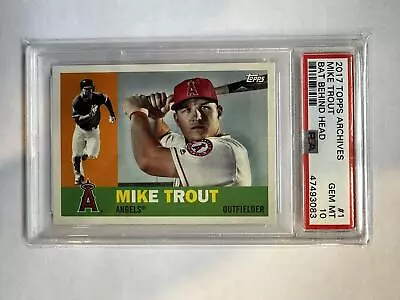 2017 Topps Archives #1 Mike Trout Bat Behind Head PSA 10 • $54.99