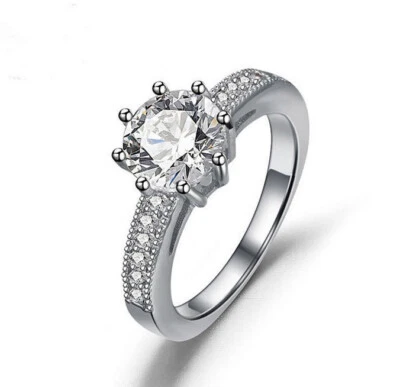 $19.99 • Buy Women's 925 Sterling Silver 1 Carat Lab Diamond Wedding Engagement Ring SR139