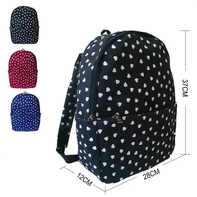 £10.49 • Buy New Womens Heart Print Canvas Single Pocket Backpack Girls School Bag