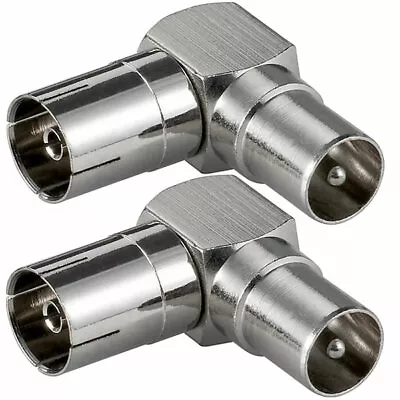 £3.57 • Buy 2 X Coax Male To Female Angle 90°Degree Right Angle TV RF Aerial Cable Adapter