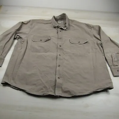 Cabelas Shirt 2XL XXL Brown Stonewash Canvas Heavyweight Workwear Roughneck • $20.99