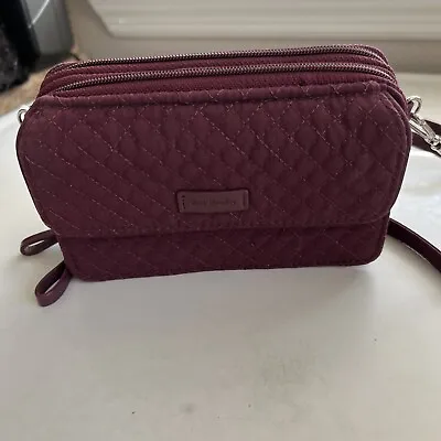 Vera Bradley Small Crossbody Purse Wallet Quilted Burgundy • $14