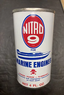 Vintage Nitro 9 Marine Engines Boat Metal Gas Oil Can Skull&Cross Bones FULL NOS • $7.95