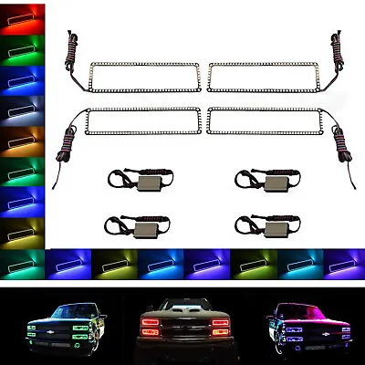 88-98 Chevy GMC Truck Multi-Color Changing LED Shift RGB Headlight Halo Ring Set • $159.95