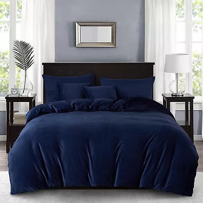 Navy Duvet Cover - Washed Duvet Cover Soft Full Size Duvet Cover 3 Pieces Set • £72.20