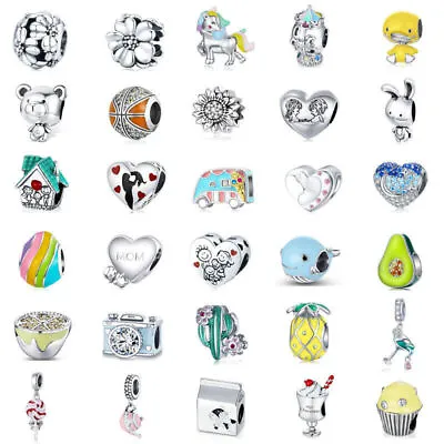 £9.22 • Buy VOROCO Genuine 925 Silver Charms Multiple Charm Beads Fit For European Bracelets