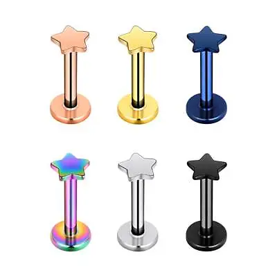 6pcs Surgical Steel Labret Monroe Lip Ring Star Top Cartilage Helix Tragus Studs • $4.39