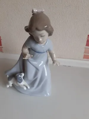 Nao Lady Figurine With Dog - Slight Second • £3.50