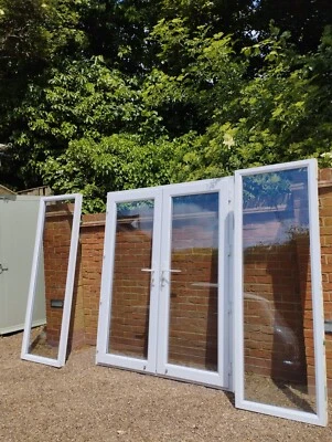£0.99 • Buy Exterior External Upvc Double Glazed French Doors In Frame With Side Windows