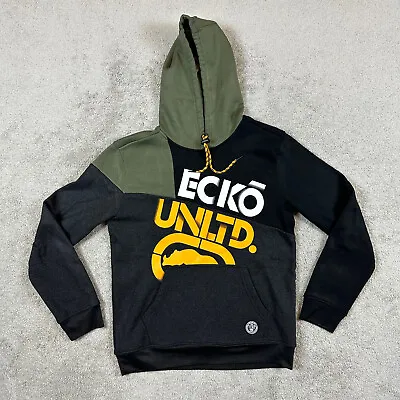 Ecko Hoodie Mens Small Black Unltd Y2K Streetwear Sweater Sweatshirt Pullover • $17.50