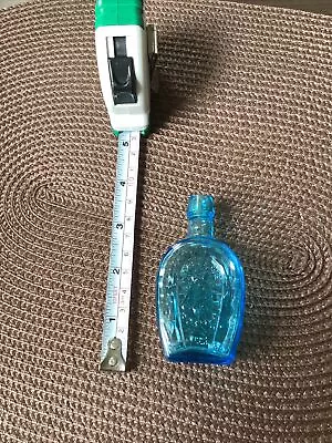 Vintage Mini Miniature Horse Shoe Blue Glass Bottle Missing Cork • $7.99