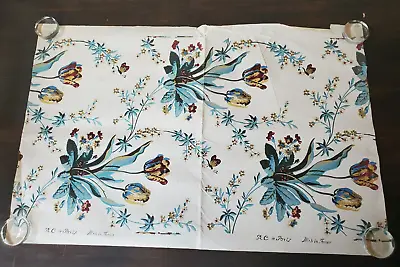 £29.45 • Buy Vtg 1950s Partial Wallpaper Roll ~ Blue Tulips R.C. A Paris Made In France