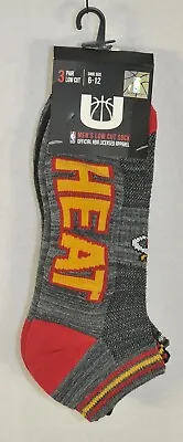 NBA Men's Miami Heat 3 PAIR Low Cut Sock 6-12 Officially Licensed Apparel NWT • $22.99