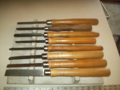 8 Vintage Unmarked Wood Turning Chisels 14 1/2 -16 1/2  Long Power King Lathe • $49.99