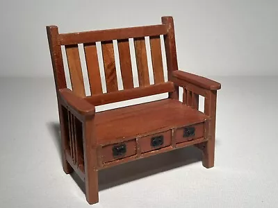 Vintage Dollhouse Miniature Craftsman Style Wood Bench With Drawers 1:12 Scale • $0.99