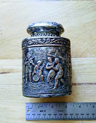 E.G. Webster & Son Silverplate & Copper Tea Caddy Jar Canister Dutch Scenes • $55