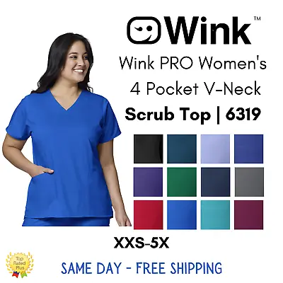 Wink PRO Women's Four Pocket V-Neck Scrub Top | 6319 • $23.98