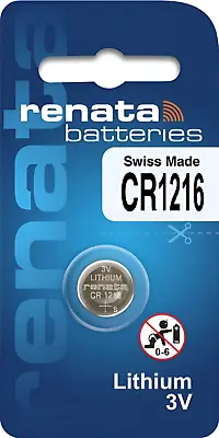 RENATA® CR1216 BR1216 Lithium Coin Cell Button Battery 3V SWISS MADE Long Expiry • £2.85