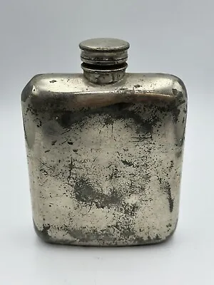 Vintage Nickel Plated Hip Flask With Screw Cap • $21