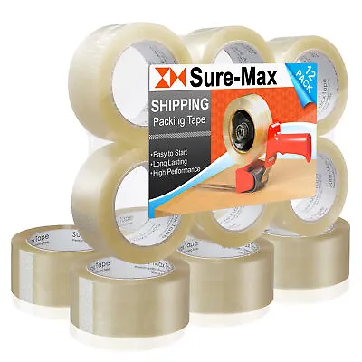 12 Rolls Carton Sealing Clear Packing Tape Box Shipping - 1.8 Mil 2  X 110 Yards • $26.99