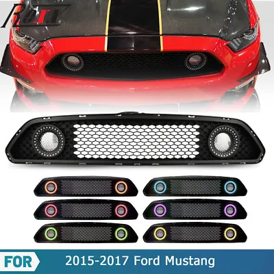 Front Upper Grill Mesh Grille W/RGB Color DRL For 2015-2017 Ford Mustang S550 • $136.99