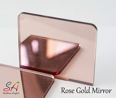 Rose Gold Mirror Acrylic With Plain Back Adhesive Back Or Double Sided Mirror • £22.91