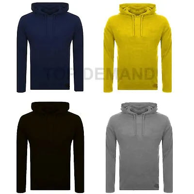 Mens New Plain Lightweight Cotton Long Sleeves Gym Shirt Stretch Jumper Pullover • £8.99