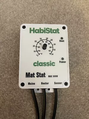 Habistat Mat Stat Thermostat 300w On/Off Vivarium Heat Control Black White • £19