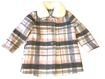 Mayoral Toddler Girls Jacket Designer Button Up Coat Size 18 M Pink/Gray/White • $30