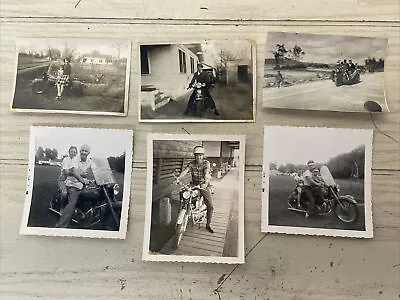 Vintage 1940s 50s Motorcycle Snapshot Photographs Bike With Sidecar Woman Biker • $39.99