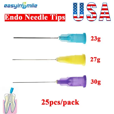 Dental Syringes Irrigation Endo Needle Tips End-Closed Side Hole Tip 23g/27g/30g • $11.61