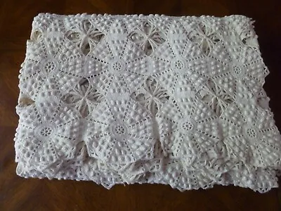 Vintage Crochet Off White Bedspread/Coverlet/Handmade 90 X90  Popcorn Stitch • $40