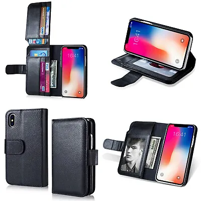 New 7 Card Holder Flip Wallet Leather Case Cover For Apple IPhone And Samsung • £13.29