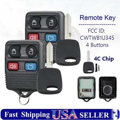 2 Replacement For 1999 2000 2001 2002 2003 2004 Ford Mustang Key + Fob Remote • $12.89