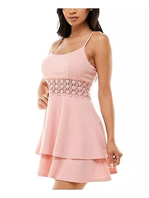 B DARLIN Womens Pink Adjustable Inset Waist Hem Short Dress Juniors 12 • $7.99