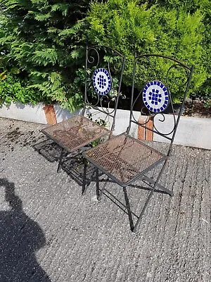2x Wrought Iron  Garden Folding Bistro Chairs Chair (Pick Up Only) • £55