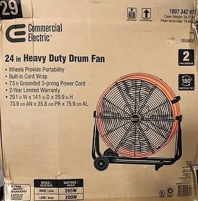 Commercial Electric 24 In. 2-Speed Heavy Duty Tilt Drum Fan New • $118.74