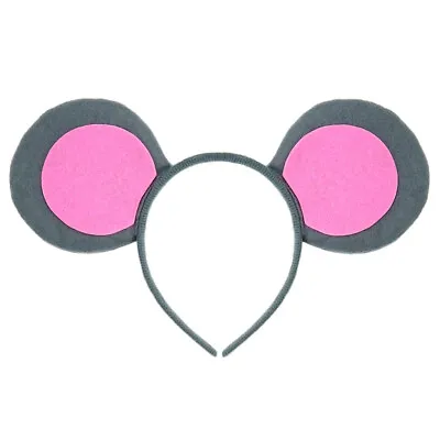 Pink & Gray Mouse-A-Like Ears Headband -Cute 3 Blind Mice Costume Birthday Party • $3.88