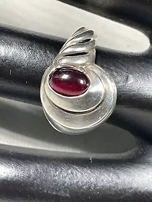 Vintage Kabana Sterling Silver Garnet Cabochon Ring Size 5.5 Mid Century 3518 • $23.94