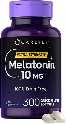 Melatonin 10 Mg Nighttime Sleep Aid Fast Dissolve Extra Strength 300 Softgels • $45.99