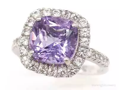 Vintage Amethyst Cubic Zirconia Sterling Silver Ring - Size 6.75 • $120