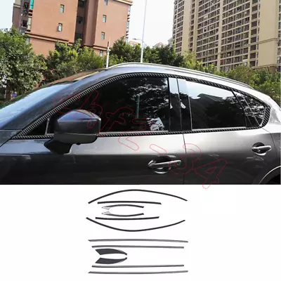 Carbon Stainless Car Window Strip Cover Trim 12PCS Kit Fit For Mazda CX-5 2022 • $155.57