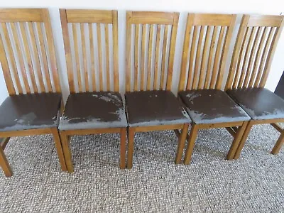 $10 • Buy 6 Solid Timber Hardwood Dining Chairs - Need Re-upholstering